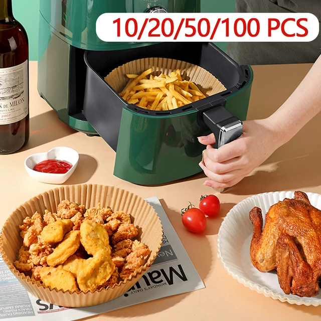 Papiers de cuisson ronds pour friteuse à air, cuiseur vapeur antiadhésif,  doublures en papier huilé, accessoires de cuisine, poulet, 20cm, 50 pièces,  100 pièces - AliExpress