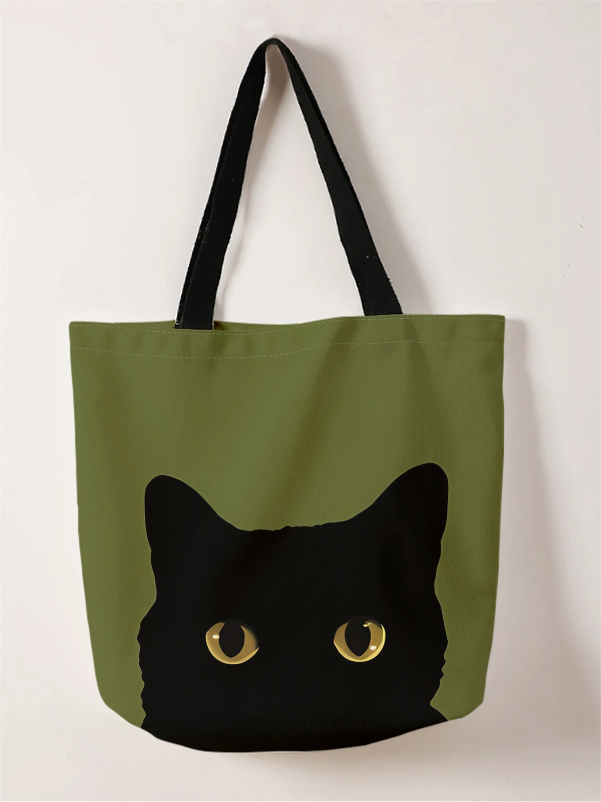 1pc,cartoon cat head handbag, reusable fashionable handbag, multifunctional handbag, printed canvas shopping bag