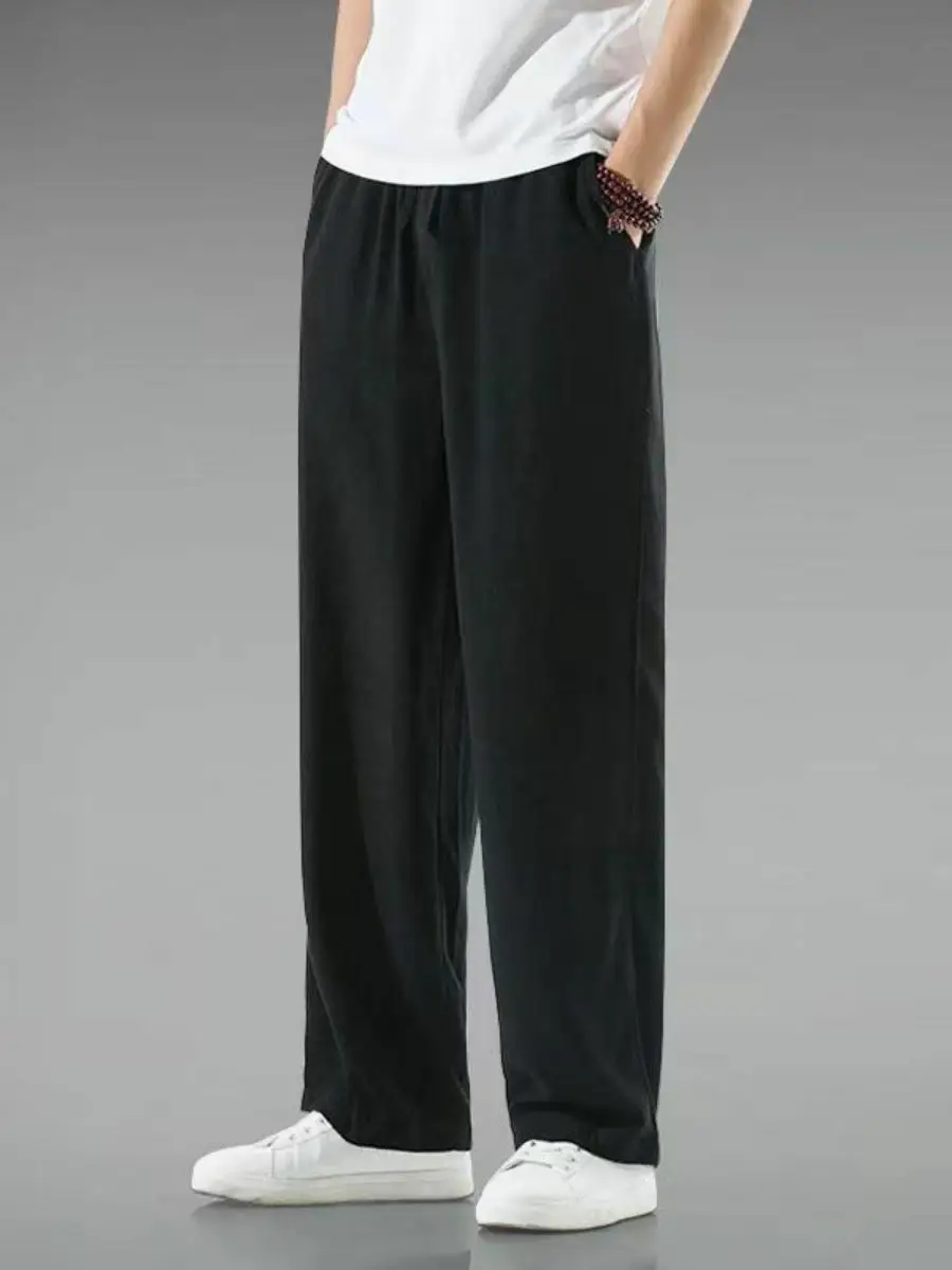 Summer Thin Cotton Linen Wide Leg Pants Chinese Sle Loose Straight Cut Trousers for Men And Women Yorktown Brand