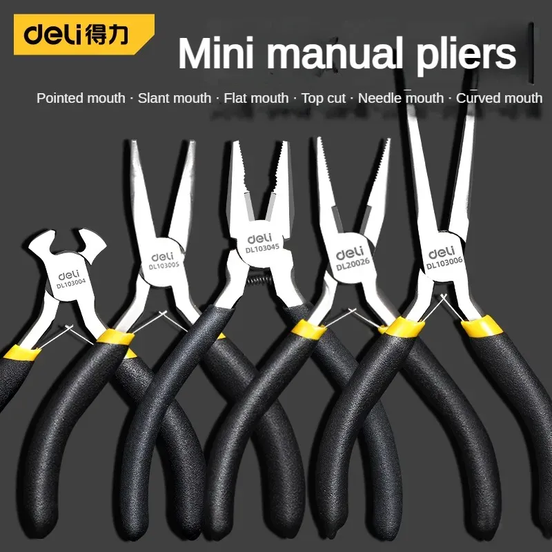 Deli 1 Pcs Mini Pliers Making Pliers Precision Wire Cutters, Needle, Round & Bent Nose for Making, Chain Nose, Craft, Earring