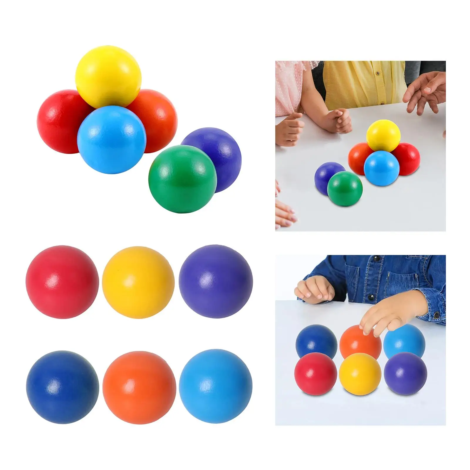 Kids Educational Wooden Rainbow Balls Color Matching Counting Learning Toys for Preschool Interactive Play