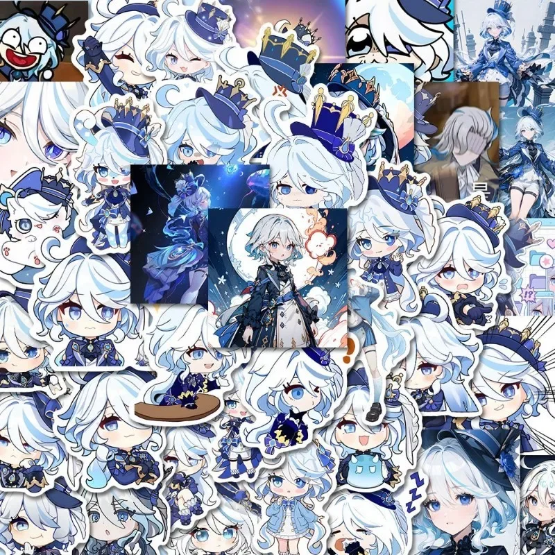 Furina Focalors Sticker Anime Genshin Impact Fontaine Stationery Stickers Cartoon Water Proof Student School Supplies Decor Gift genshin impact fontaine gooka sticker neuvillette wriothesley print stationery stickers lyney lynette decoration furina freminet