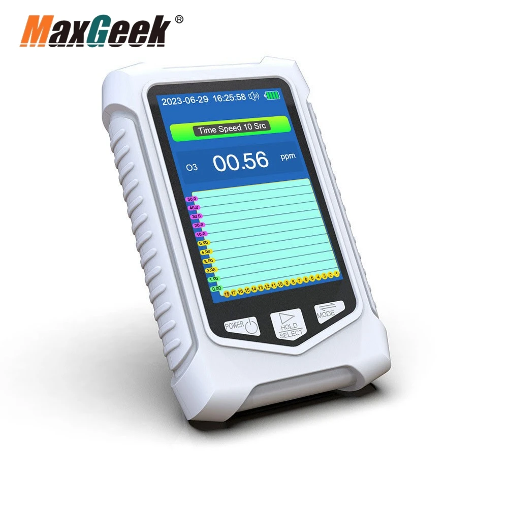 

Портативный озонометр Maxgeek, 0-50 ч./мин, с экраном 3,5 дюйма для температуры и влажности O3 AQI