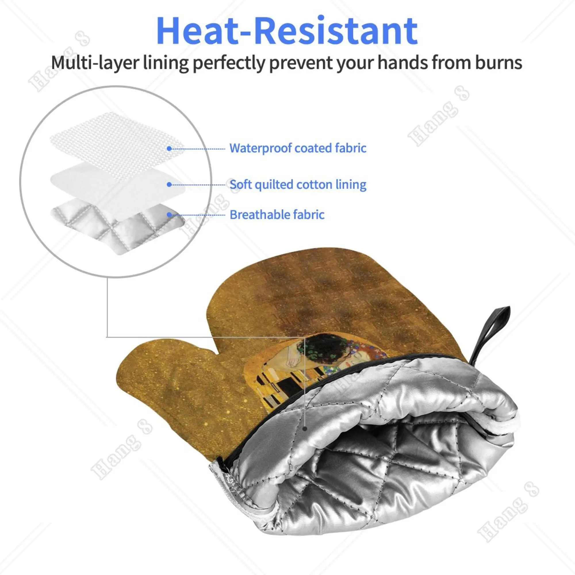 Cute Gustav Klimt Freyas Art Microwave Gloves Bbq Gloves for Women Men Oven Prevent Heat Holder One Size Print Pattern