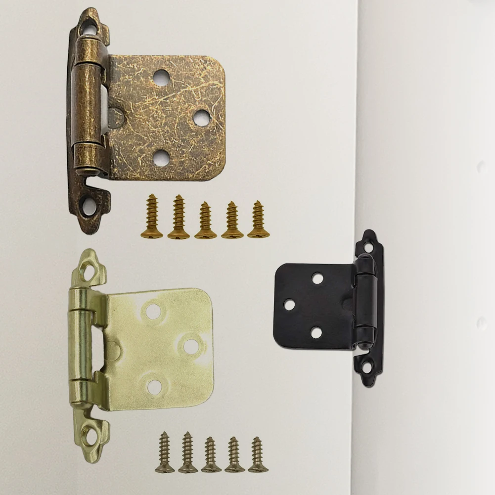 2Pcs Overlay Cabinet Door Flush Hinges with Screws Overlay Flush Cabinet Hinges for 1/2In American Cupboard Door