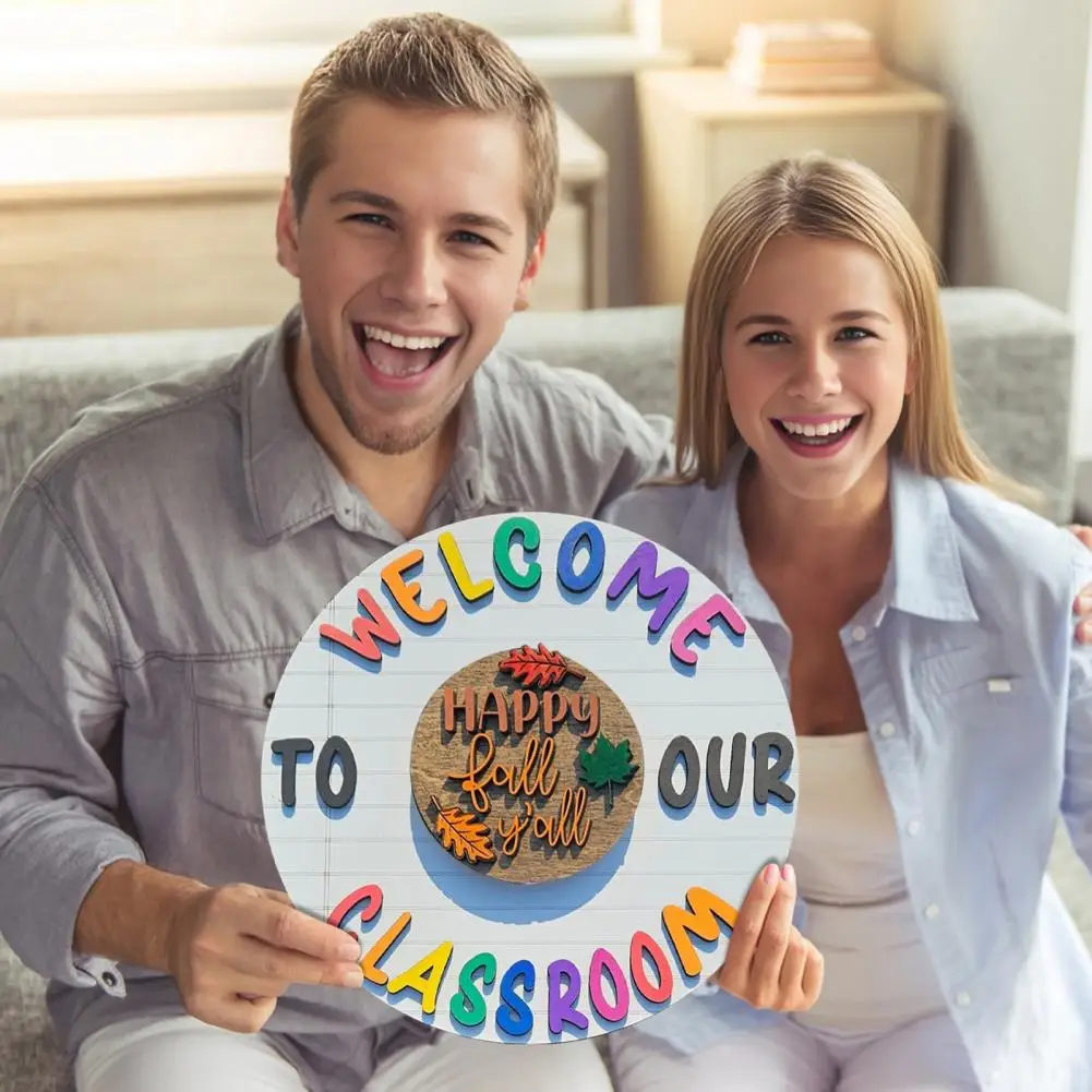 

Outdoor Door Sign Seasonal Classroom Door Sign Set with Interchangeable Accessories for Indoor Outdoor Use Wooden Wall for Front