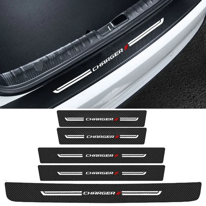 Car Door Sill Protector Adesivos, Threshold Anti Scratch Strips para Dodge Charger Logo, Trunk Pedal, Bumper Scratch Guard Trim