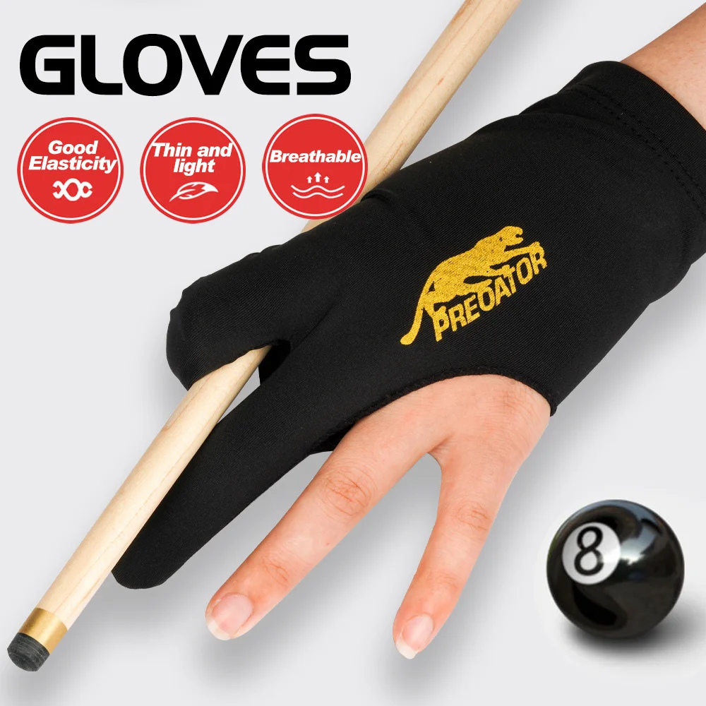 Snooker Billiards Anti Slip Left Hand 3 Fingers Elastic Cue Glove Black 