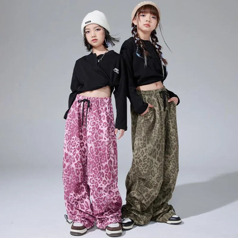 

Girls Streetwear Boys Hip Hop Outfit Sweatshirt Solid Print Cargo Pants Kids Street Dance Top Clothes Sets Child Jazz Costumes