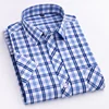 Fashionable Cotton Plaid Shirt Men's Short Sleeve Single Patch Pocket Design Young Casual Standard Fit Men's Shirt 3