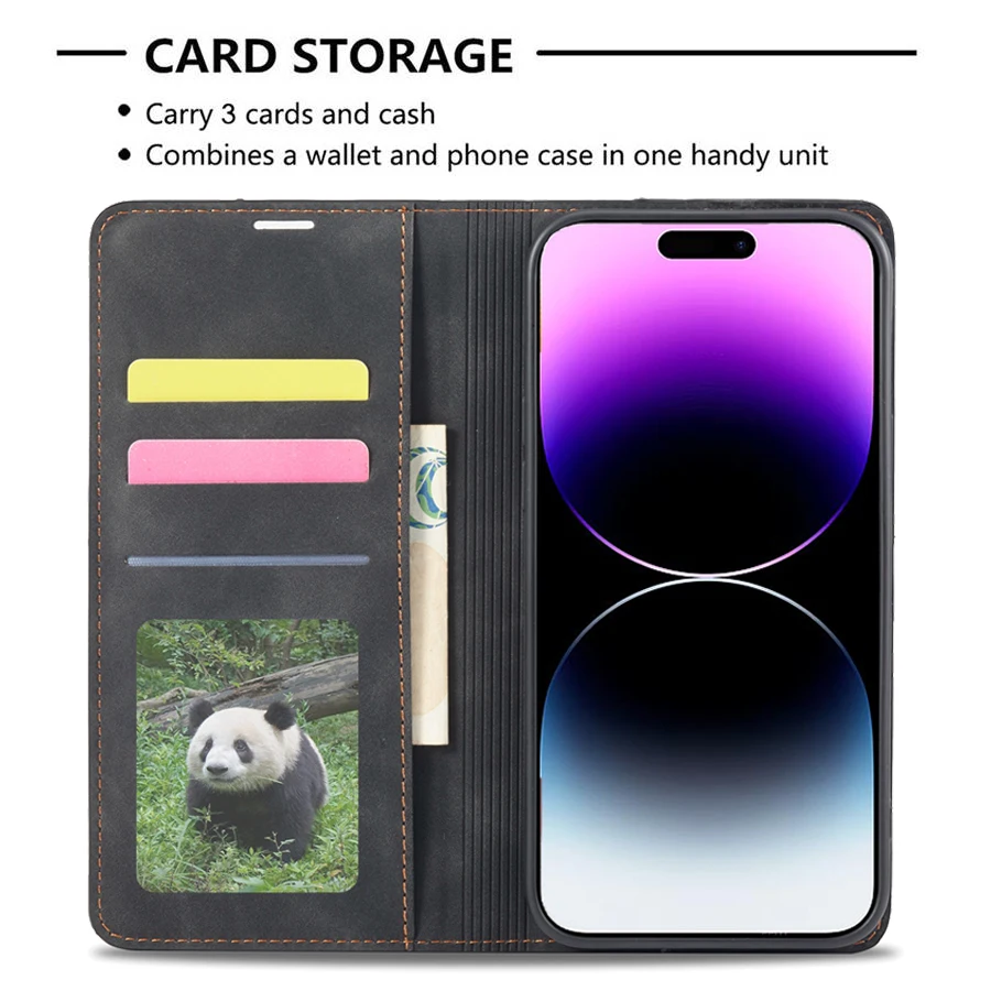 Wallet Business Magnetic Flip Leather Card Slot Case Cover For iPhone 15 14 Pro Max 13 12 11 SE 2020 X XR XS 8 7 6 6s Plus 5 5s