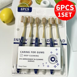 Adult Soft Bristle Toothbrush - Ultra Fine, Wide Head for Sensitive Gums - Ideal for Home and Travel Use (6PCS)