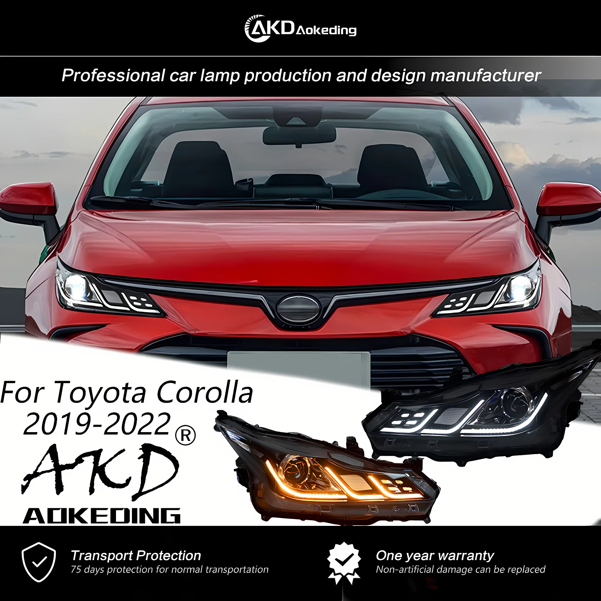 

Передняя фара автомобиля для Toyota Corolla, головка светильник 2019-2022, передняя фара головного света в стиле седан, сменная деталь DRL, автомобильные аксессуары, 2 шт.