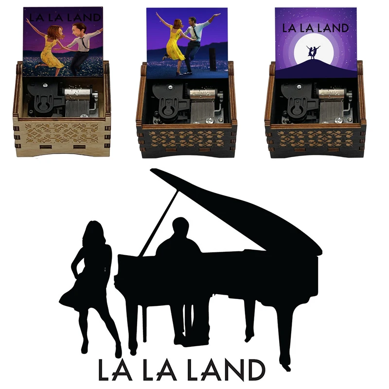 Couple Lucky Mascot La La Land Wooden Music Box Automatic Knob Movement Gifts for Lovers Bedroom Study Decorative Ornaments