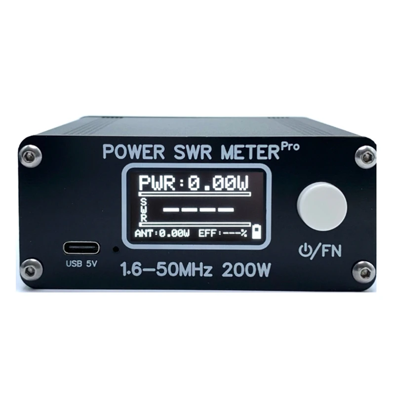 

1,6-50 МГц 0,5 Вт-200 Вт HF коротковолновый измеритель мощности SWR Pro HF PWR SWR Meter с 1,29 дюймовым OLED + 50 часов батареи, простой в использовании, черный
