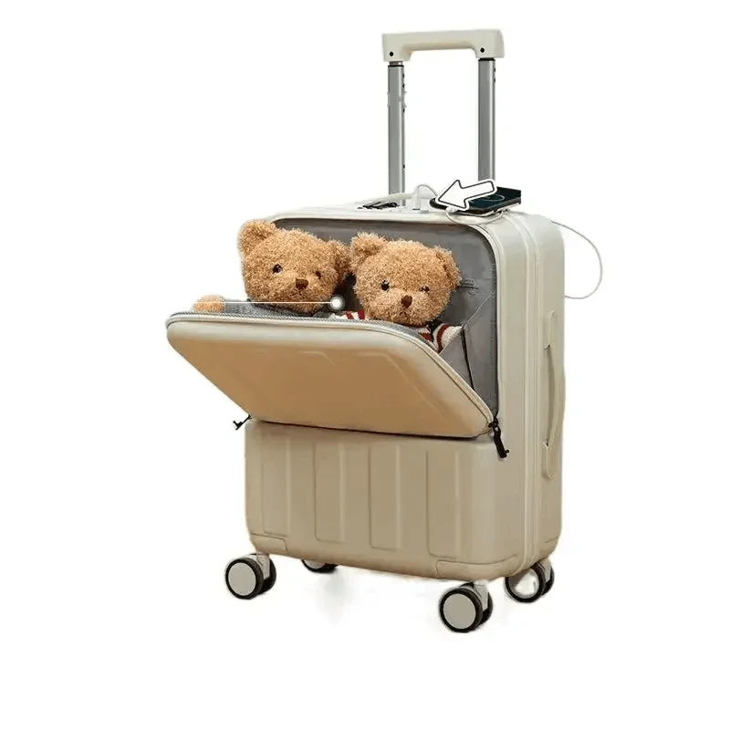 여행가방，캐리어，Mala de viagem 캐리어 기내 휴대용 여행 가방, 암호 가방, 수하물 전면 개방, 남녀 모두에게 허용, 20 인치 