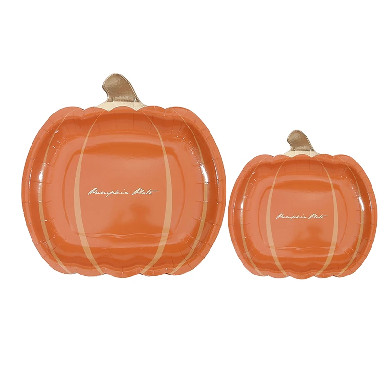 10PCS Pumpkin Paper Plates Disposable Plates Party Dinner Table Decorations Party Supplies