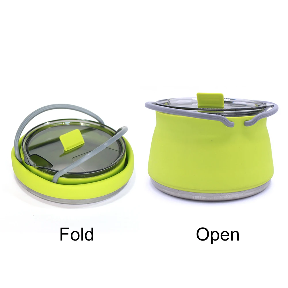 Portable Folding Boiling Water Pot with Handle for Camping Travel Self-Driving Silicone Kettle Space Saving Drinkware 6