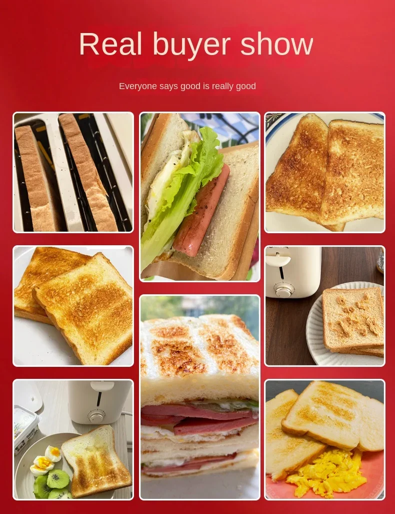 Subor Bread Maker, Compact 2 Slice Toaster, Household Breakfast Machine, 6 Browning Settings, 220V