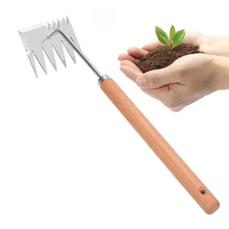 

Stainless Steel Weeding Rake Manual Gardening Tool With Handle Garden Grass Weeder Rust Resistant Grass Root Remover For Moss