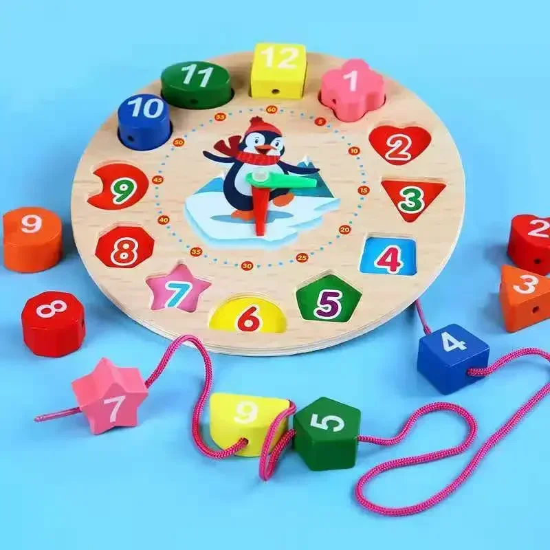 Montessori Wooden Toys for Boy Girl Gift Baby Development Games Penguin Duck Shape Wood Puzzle for Kids Educational Learning Toy 2