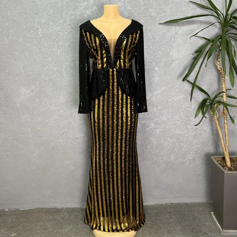 فساتين سهرة أنيقة مصنوعة من الترتر الأفريقي لحفلات...