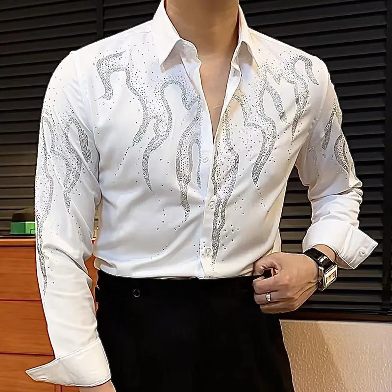 2023 Fall High Quality Luxury Rhinestones Shirt For Men