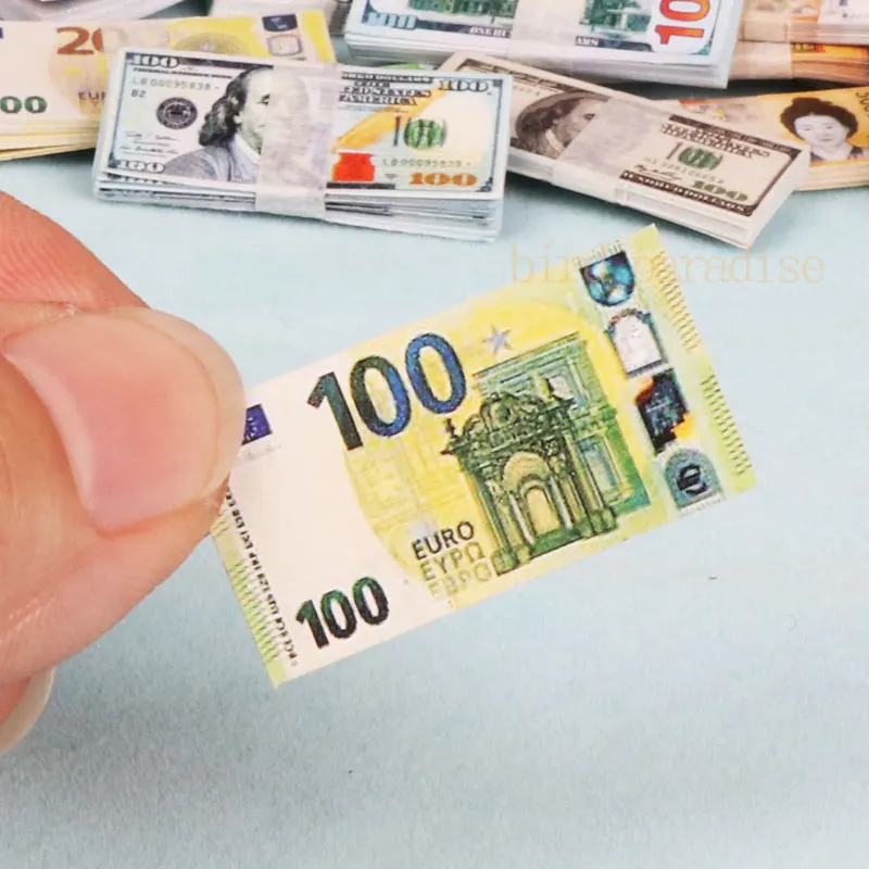 Miniature Items Mini Dollar Euro Korean Won Money Banknotes Model for Barbie Doll Ob11 1/6 1/12 Action Figure Dolls Accessories 3