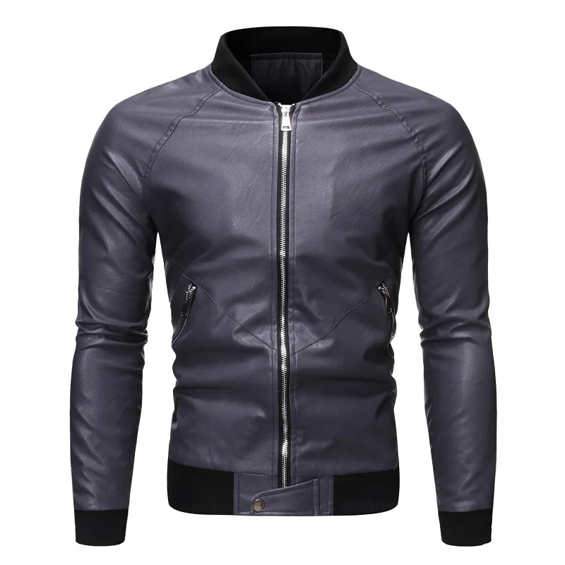 

Nice Spring Autumn Men's Leather Coat Slim Fit Leather Jackets Fashion Casual Outwear for Man Jacket