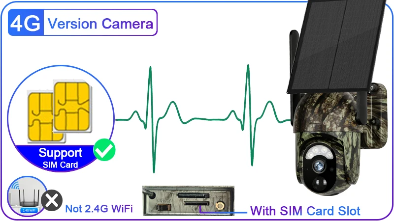 4G LTE Cellular Trail Camera Built-in SIM Card WIFI Solar Hunting Camera for Wi