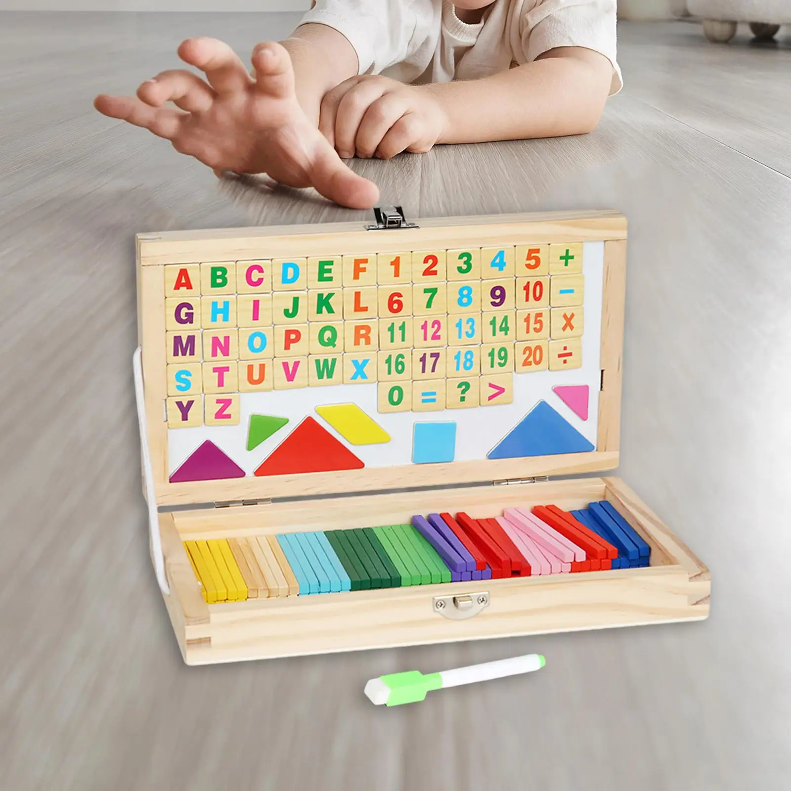 Multifunctional Calculation Box Abacus Wooden Montessori Toy for Preschool
