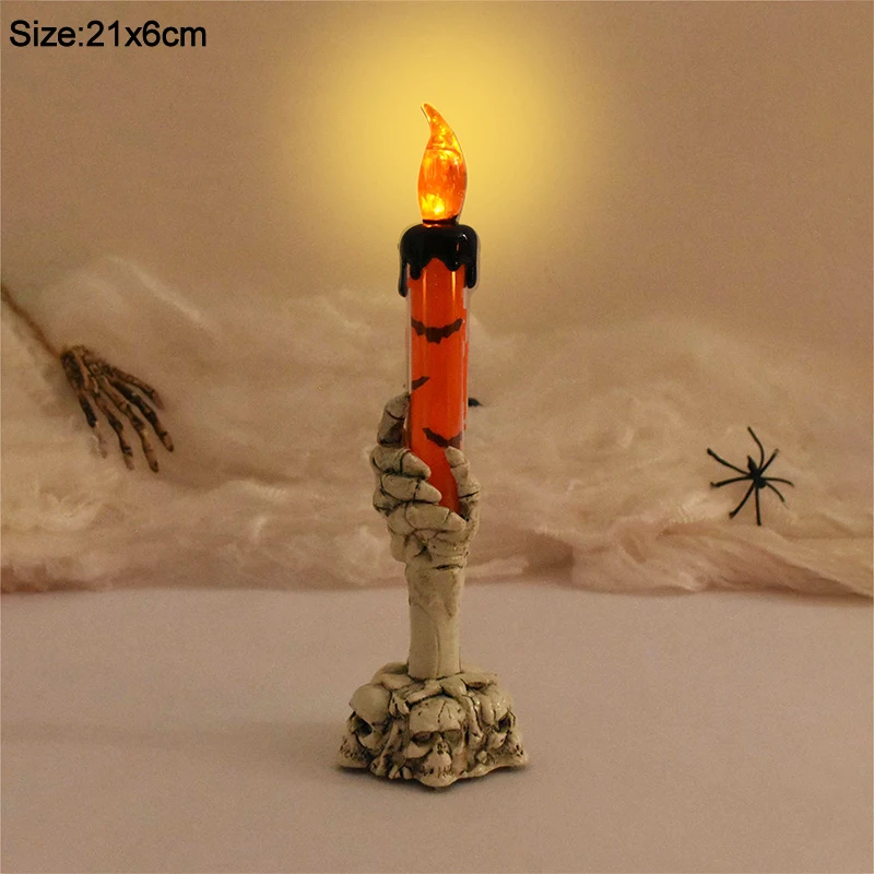 Halloween LED Candle Set with Skeleton Ghost Hand Lights - Spooky Home Decor and Party Props