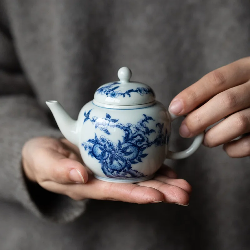 

Старинный фарфоровый керамический чайник, одиночный горшок, чайный сервиз Кунг-фу, фильтр с отверстием для маленького чайника, китайские заварки чая