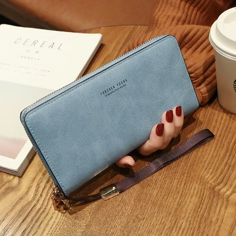 Women Wallet Long Casual Pu Leather Solid Multi-purpose Mobile Phone Bag Coin Card Purse Portable Handbag