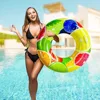 PVC retro striped swimming ring thickened lifebuoy children's swimming inflatable floating ring children's beach toy pool party 2