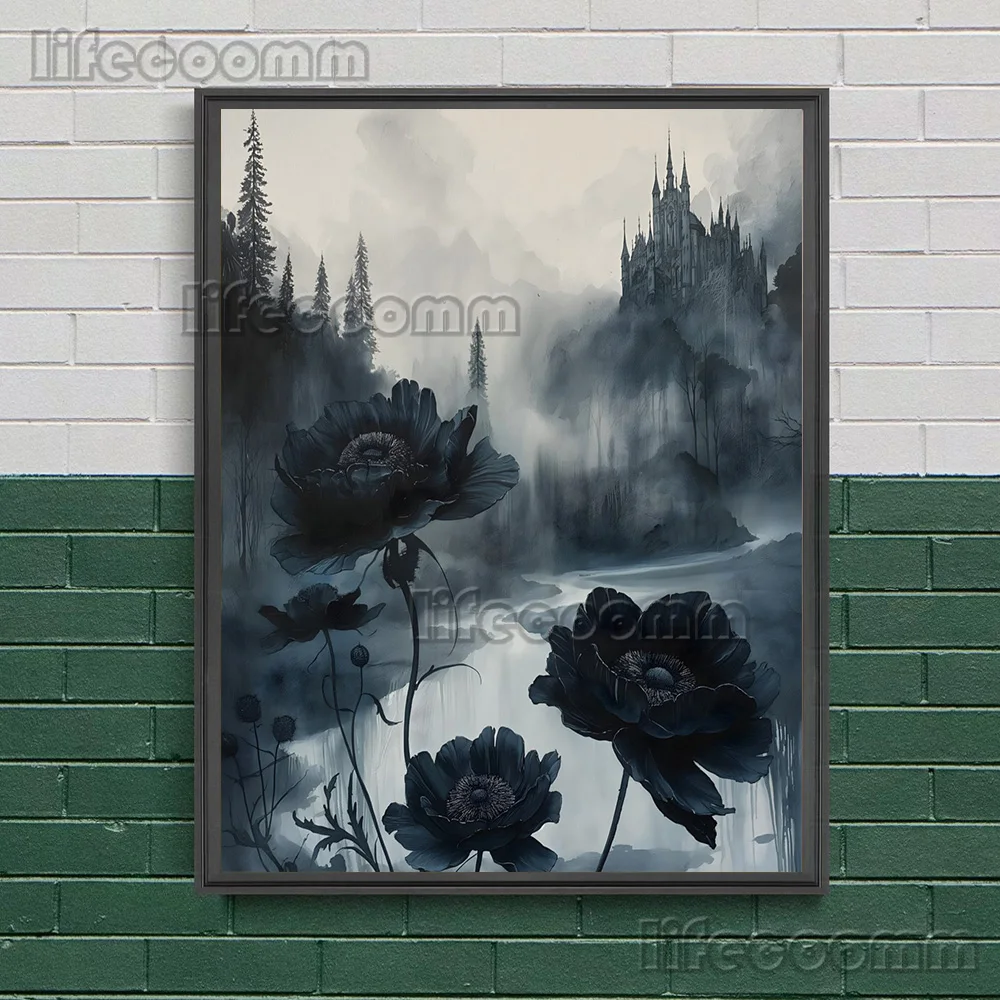 Muted Wildflower Wall Art: Moody Floral Canvas Painting