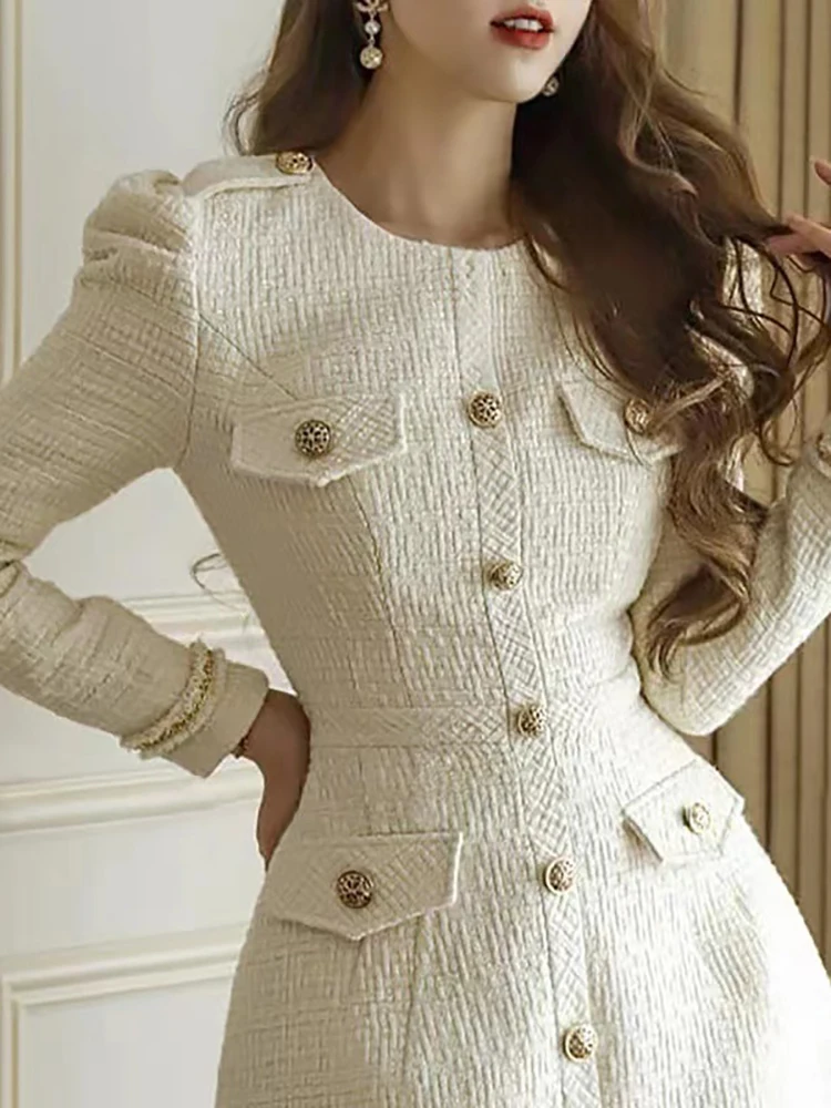 Robe tweed manches longues sale