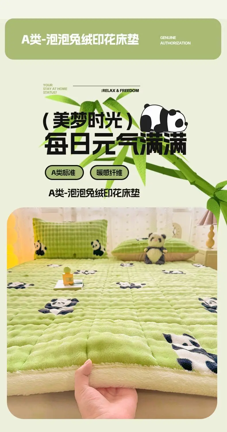 Description Picture 3 of itemWinter Thicken Velvet Mattress Toppers Dormitory Single Double Bedspread Thin Fold Tatami Mat Non-slip Mattress Cover Bed Sheet