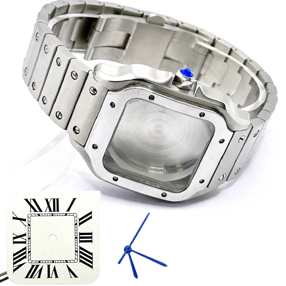 Golden Stainless Steel Waterproof Watch Case and Strap for 38MM Square Men's Watch