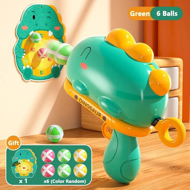 Kids Cartoon Dinosaur Sticky Ball Gun Toys Catapult Target Dart Board Shoot Sport Softball Interactive Toys for Boys Girls Gift - Bilde 3