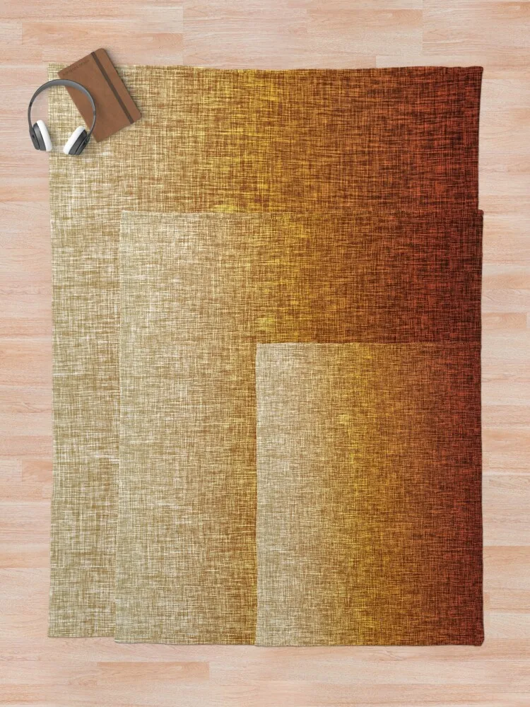 Ombre Burnt Orange Yellow Tan Crosshatch Pattern Throw Blanket Hair Blanket