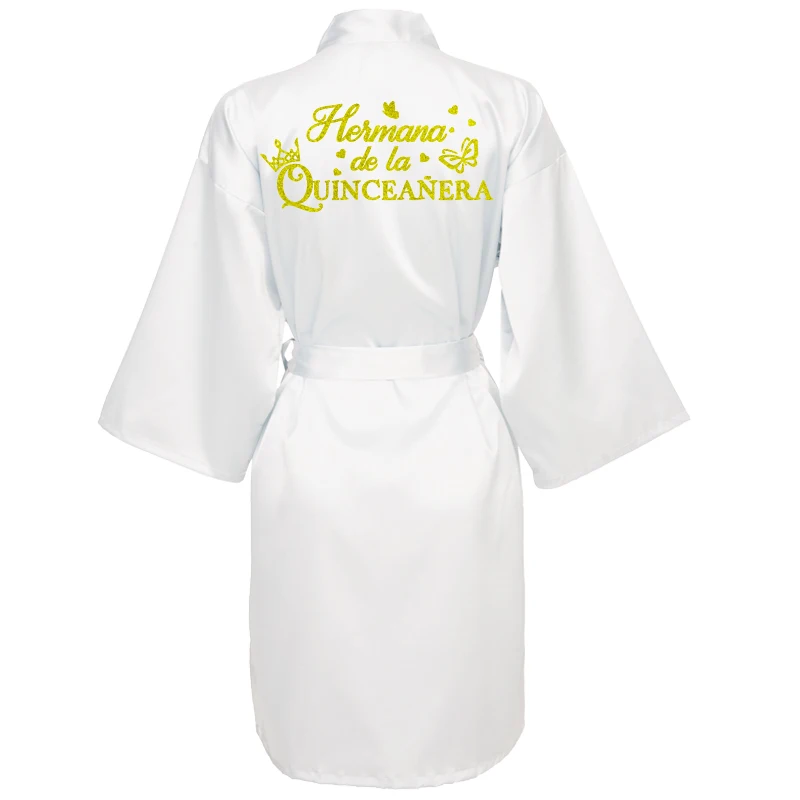 Mis15 Años Robe 15 Years Girl Birthday Party Robes Quinceanera Robe Mis XV Bathrobe Silkly Nightgown