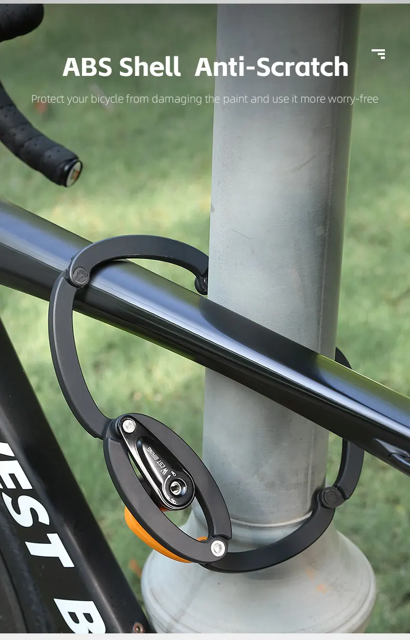 WEST BIKING Fahrrad-Faltschloss mit Schlüssel/Upgrade-Passwort, Hochleistungs-Diebstahlschutz UFO-Form Schloss für Motorrad und E-Bike Zubehör – Detail 6