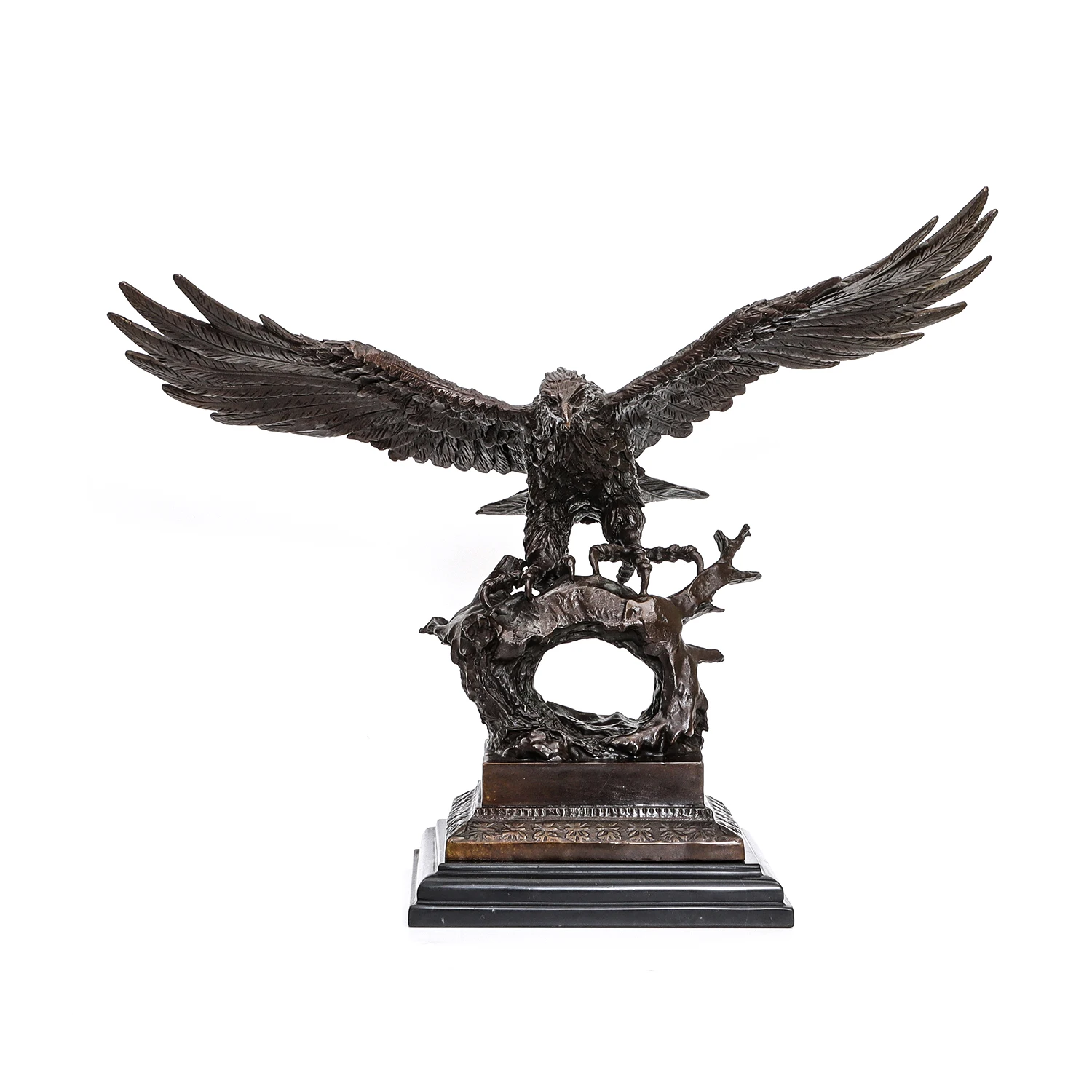 Moigniez Hawk American Eagle Bronze Marble Sculpture Bird Figurine Figure J 
