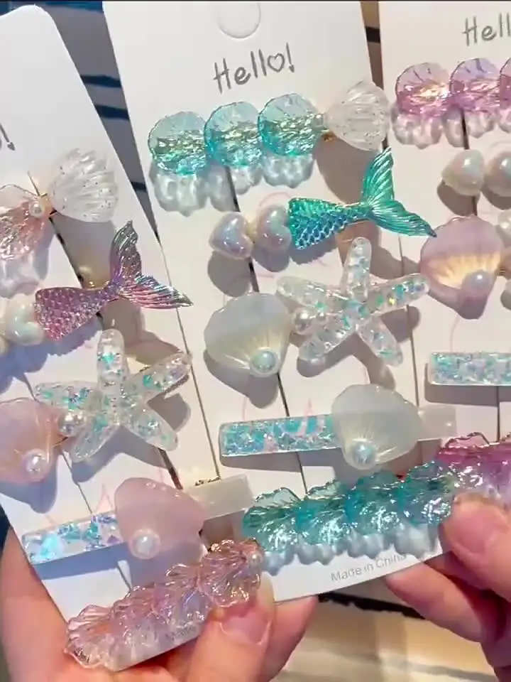 New Fresh Starfish Women's Hairpin Resin Side Clip Cute Mermaid