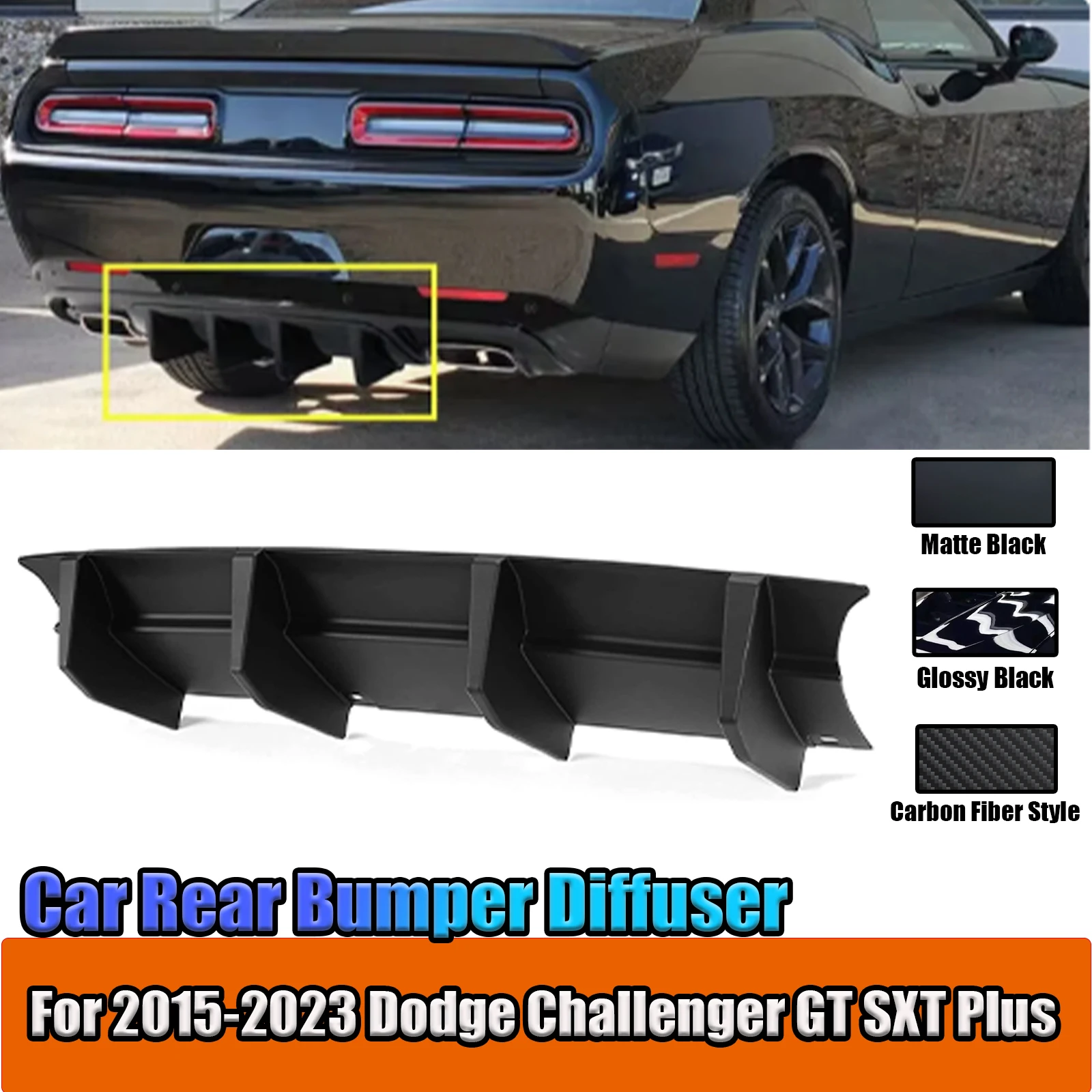 Glossy Black Car Rear Bumper Diffuser Lip For Dodge Challenger GT SXT ...