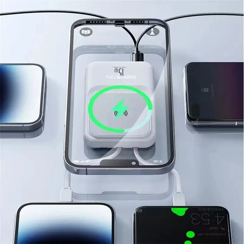 IPhone용 케이블이 있는 마그네틱 전원 은행, 삼성 외부 배터리, Macsafe 휴대용 충전기, 예비 보조 배터리