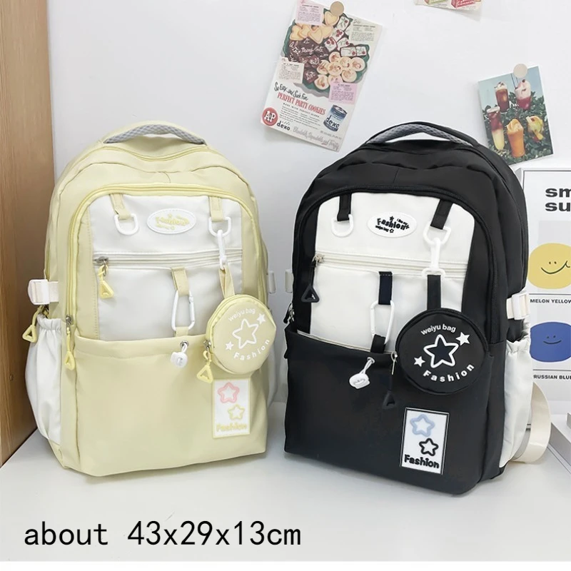 Simple Cute Star Pattern School Bag Large Capacity Wear Resistant Backpack for Student Study Travel Outdoor Camping 6