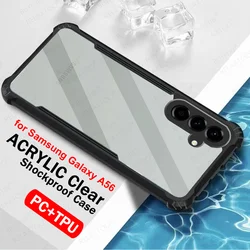 Clear Acrylic Shockproof Bumper Phone Case - Protective Back Cover for SamsungA16 4G or 5G (Black)