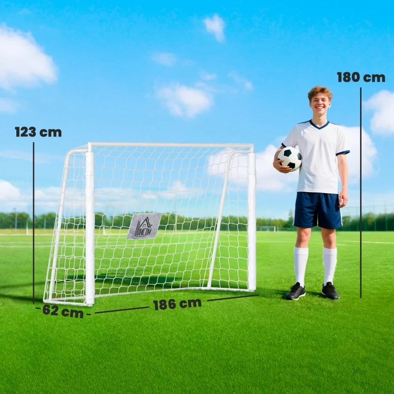 Kinder-Fußballtor, Ziemarkierung, Stoßfeste Hüllen, Garten, 186x123cm, Weiß – Detail 3